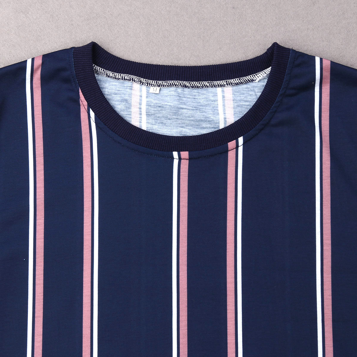 Men'S O-Neck Striped Short Sleeve T-Shirts Slim Fit Streetwear Pullover Summer