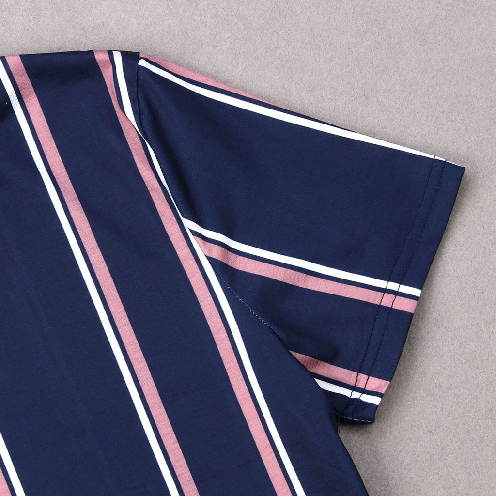 Men'S O-Neck Striped Short Sleeve T-Shirts Slim Fit Streetwear Pullover Summer