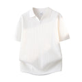 Slim-fit Lapel Solid-color Casual Thin Half-sleeve Mens